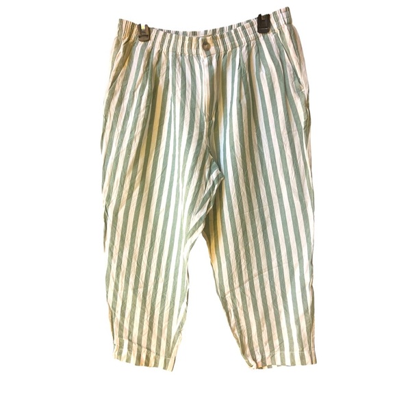 Madewell Linen-Cotton Track Trousers in Stripe SZ 6  Versailles Green New - Picture 6 of 12